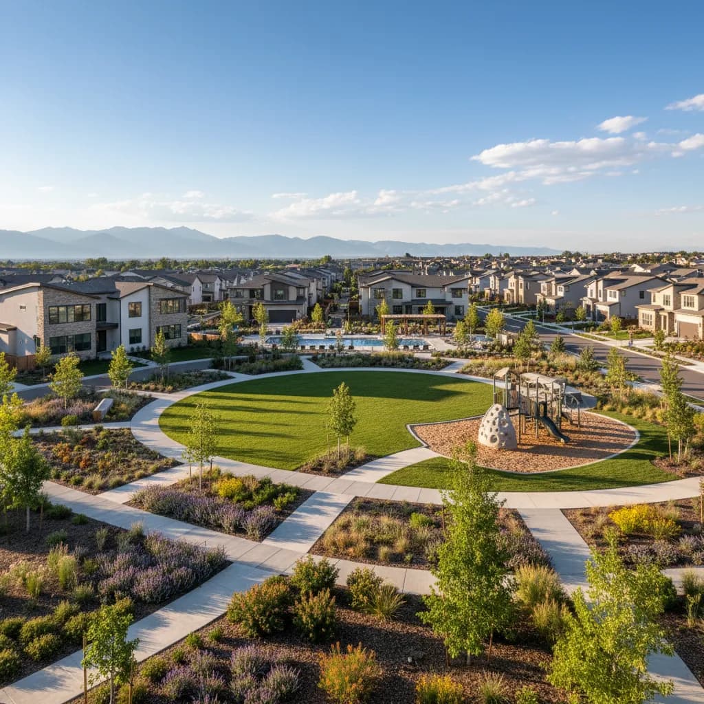 Highlands Ranch, CO neighborhood streetscape